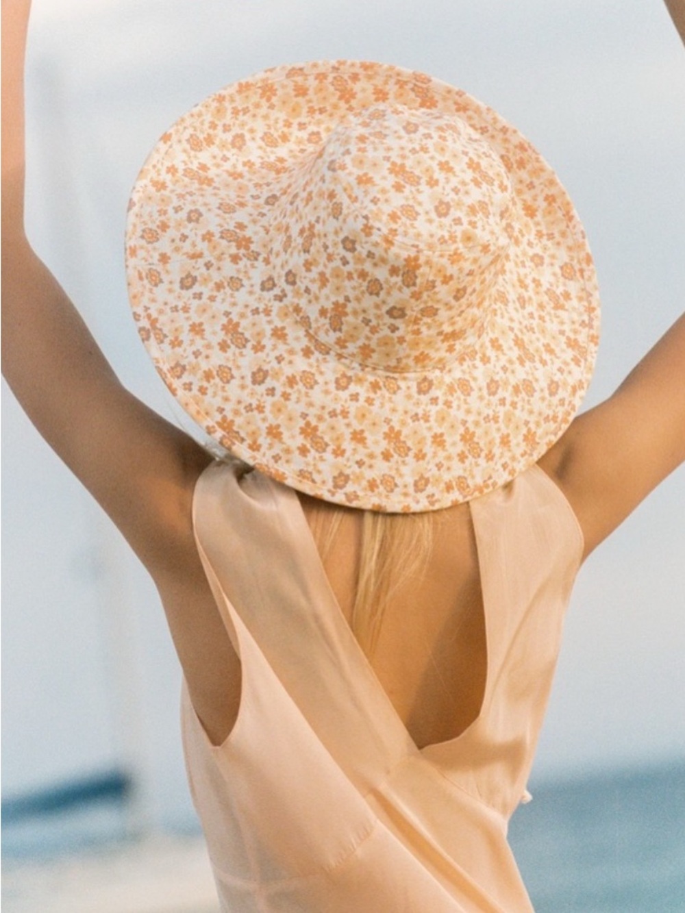 Lack Of Color Cream Floral Wide-Brim Sun Hat Sz L/XL - Picture 5 of 6